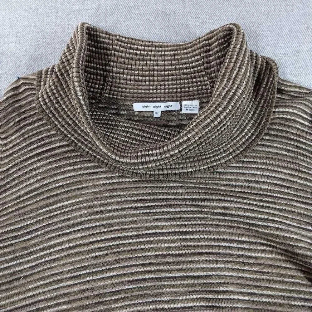 Eight Eight Eight Sweater Womens XL Brown Striped Cowl Neck‎ Tunic Knit Pockets